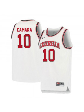 Men's #10 Toumani Camara Georgia Bulldogs Nike White Red Round Neck Stitched College Basketball Jersey  