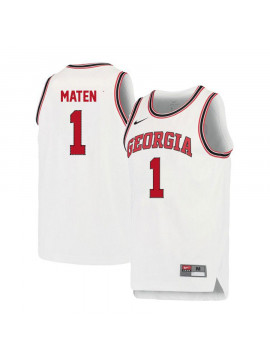 Men's #1 Yante Maten Georgia Bulldogs Nike White Red Round Neck Stitched College Basketball Jersey 