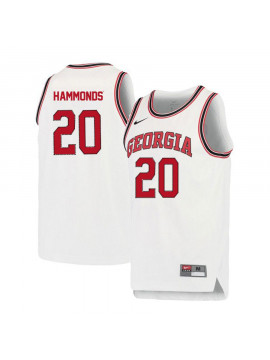 Men's #20 Rayshaun Hammonds Georgia Bulldogs Nike White Red Round Neck Stitched College Basketball Jersey  