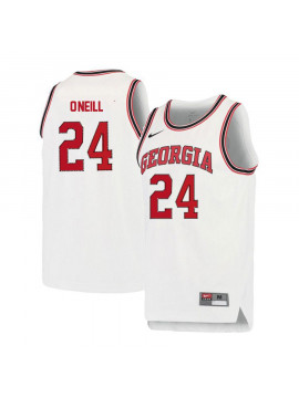 Men's #24 Connor O'neill Georgia Bulldogs Nike White Red Round Neck Stitched College Basketball Jersey  