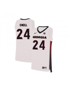 Men's #24 Connor O'neill Georgia Bulldogs Nike White Stitched College Basketball Jersey