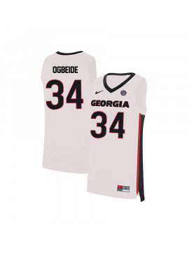 Men's #34 Derek Ogbeide Georgia Bulldogs Nike White Stitched College Basketball Jersey