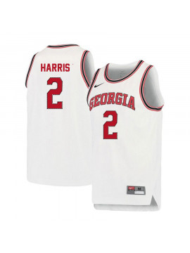 Men's #2 Jordan Harris Georgia Bulldogs Nike White Red Round Neck Stitched College Basketball Jersey  