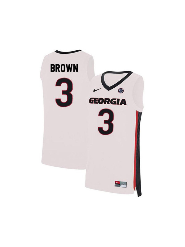 Men's #3 Christian Brown Georgia Bulldogs Nike White Stitched College Basketball Jersey