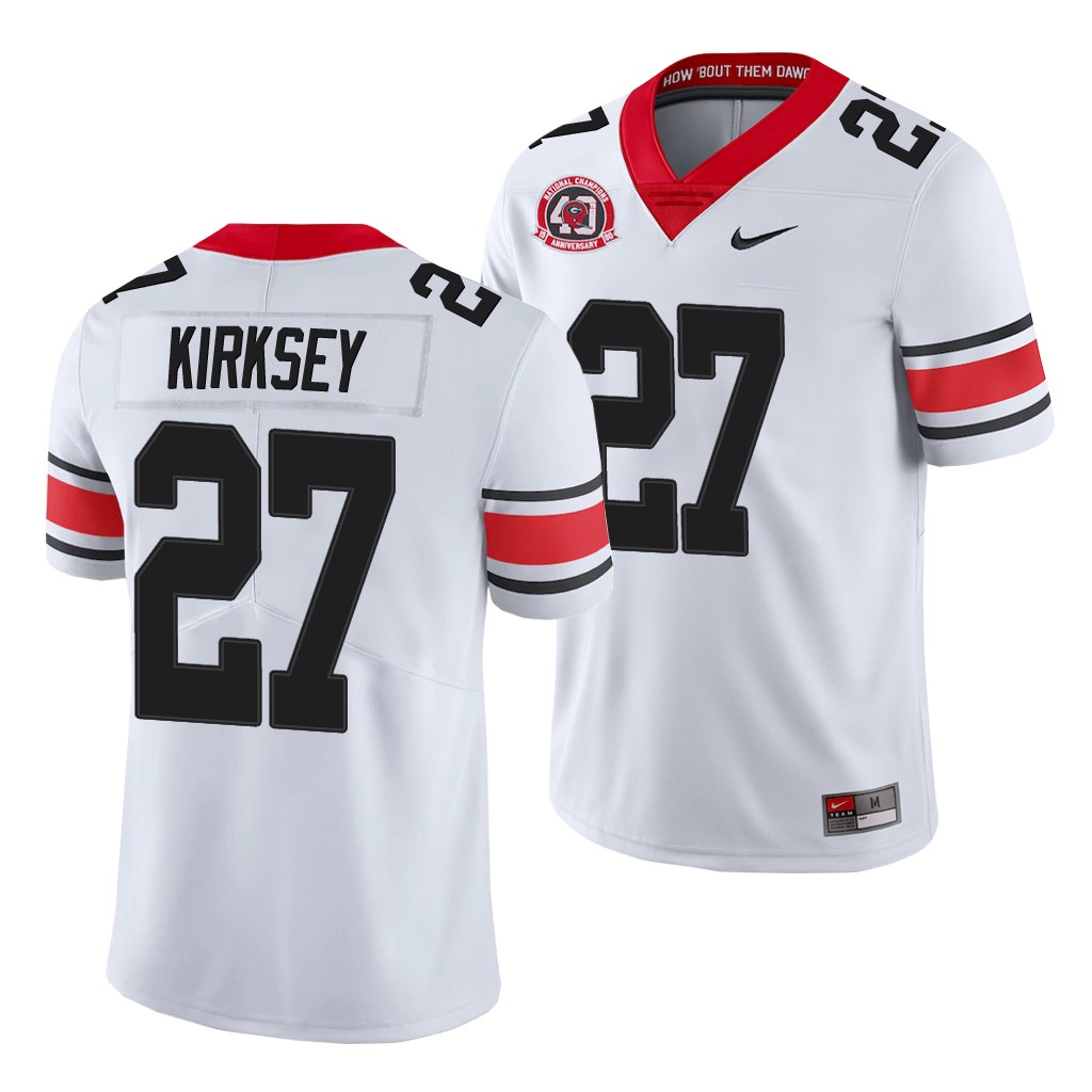 Mens #27 Austin Kirksey Georgia Bulldogs Stitched Nike White Alternate 40th anniversary College Football Game Jersey S-3XL
