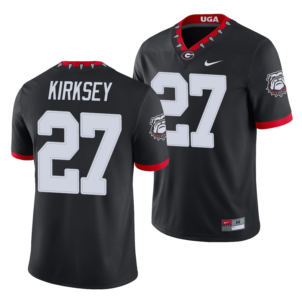 Mens #27 Austin Kirksey Georgia Bulldogs Stitched Nike Black Alternate Mascot 100th Anniversary College Football Game Jersey S-3XL

