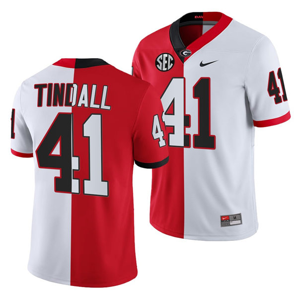 Mens #41 Channing Tindall Georgia Bulldogs Stitched Nike Red White Split Edition Football Jersey S-3XL