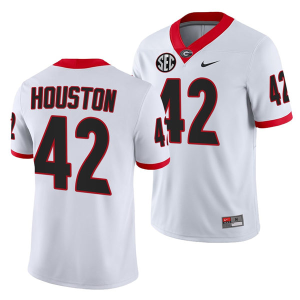 Mens #42 Justin Houston Georgia Bulldogs Stitched Nike White College Football Game Jersey S-3XL