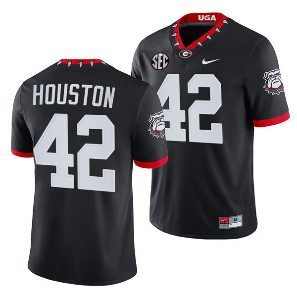 Mens #42 Justin Houston Georgia Bulldogs Stitched Nike Black Alternate Mascot 100th Anniversary College Football Game Jersey S-3XL