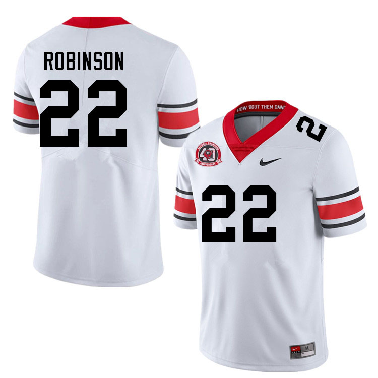 Mens #22 Branson Robinson Georgia Bulldogs Stitched white alternate College 40th anniversary  football jersey