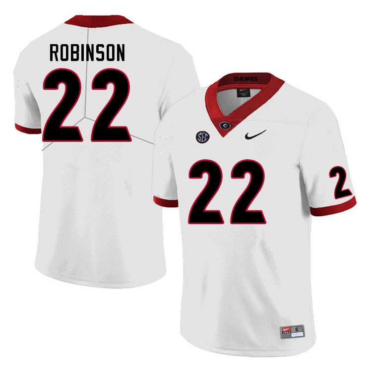 Mens #22 Branson Robinson Georgia Bulldogs Stitched White College Football Game jersey