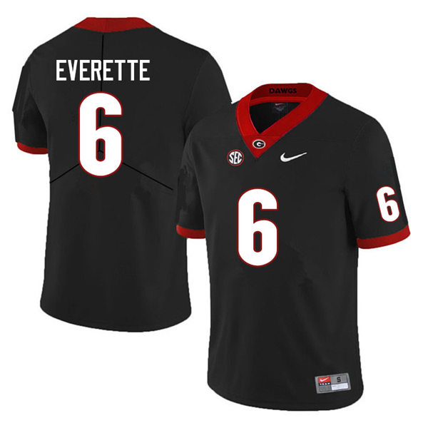 Mens #6  Daylen Everette Georgia Bulldogs Stitched Black College Football Game Jersey  