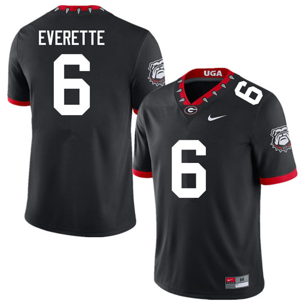 Mens #6  Daylen Everette Georgia Bulldogs Stitched Black Alternate Mascot 100th Anniversary College Football Game Jersey 