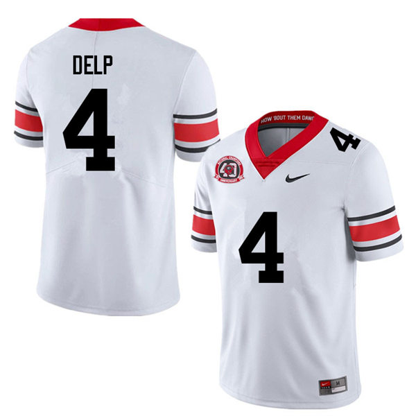 Mens #4 Oscar Delp Georgia Bulldogs Stitched white alternate 40th anniversary football jersey