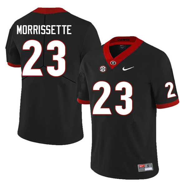 Mens #23 De'Nylon Morrissette Georgia Bulldogs Stitched Black College Football Game Jersey 