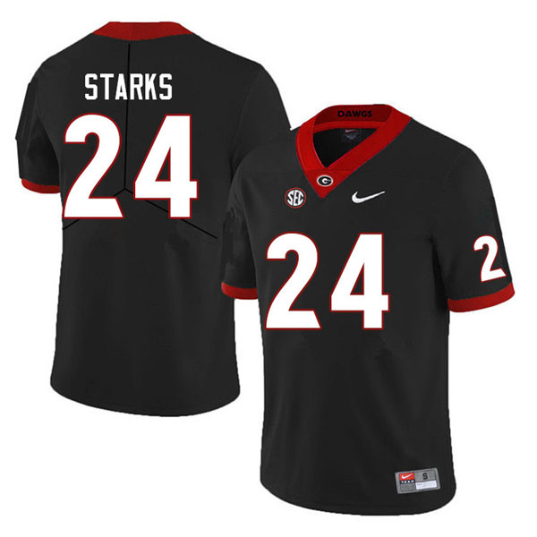 Mens #24 Malaki Starks Georgia Bulldogs Stitched Black College Football Game Jersey  