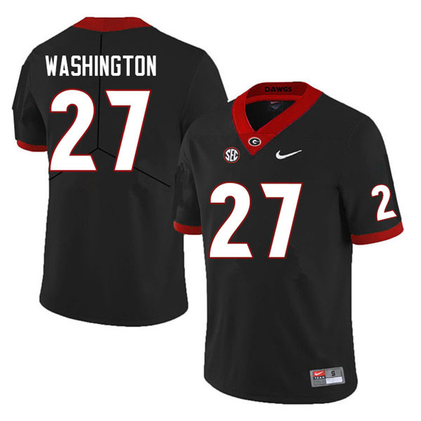 Mens #27 C.J. Washington Georgia Bulldogs Stitched Black College Football Game Jersey 