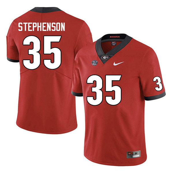 Mens #35 Lorenzo Stephenson Georgia Bulldogs Stitched Red Home College Football Game Jersey