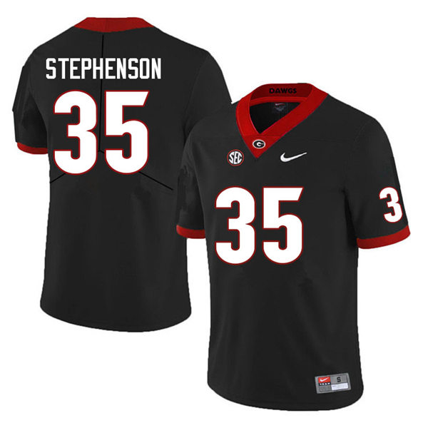 Mens #35 Lorenzo Stephenson Georgia Bulldogs Stitched Black College Football Game Jersey 