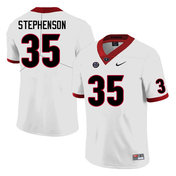 Mens #35 Lorenzo Stephenson Georgia Bulldogs Stitched College Football Game Jersey White