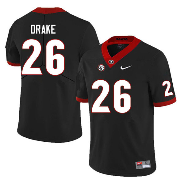 Mens #26 Collin Drake Georgia Bulldogs Stitched Black College Football Game Jersey 