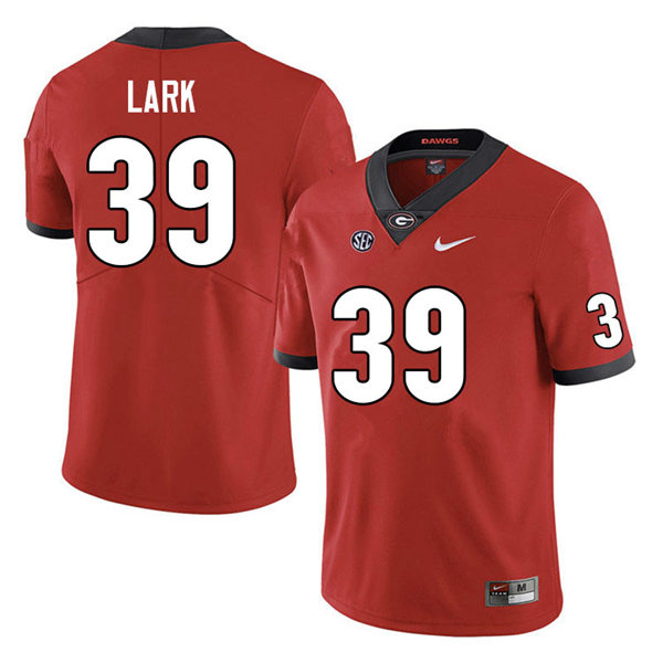 Mens #39  Collin Lark Georgia Bulldogs Stitched Red Home College Football Game Jersey