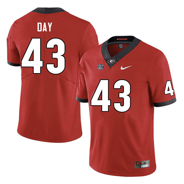 Mens #43 Davis Day Georgia Bulldogs Stitched Red Home College Football Game Jersey