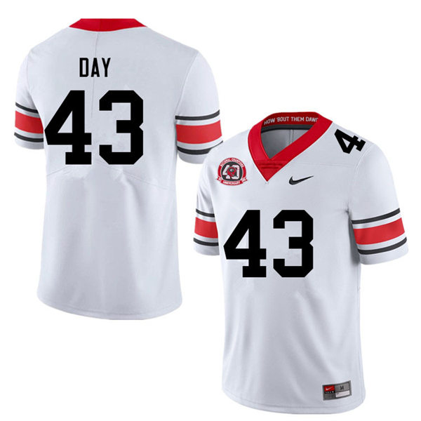 Mens #43 Davis Day Georgia Bulldogs Stitched white alternate 40th anniversary football jersey