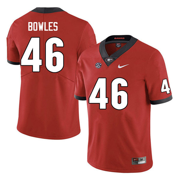 Mens #46 Payton Bowles Georgia Bulldogs Stitched Red Home College Football Game Jersey 