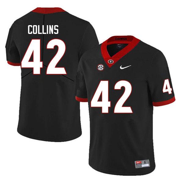 Mens #42 Graham Collins Georgia Bulldogs Stitched Black College Football Game Jersey 
