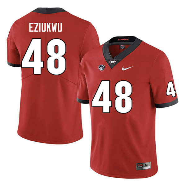 Mens #48 Austine Eziukwu Georgia Bulldogs Stitched Red Home College Football Game Jersey