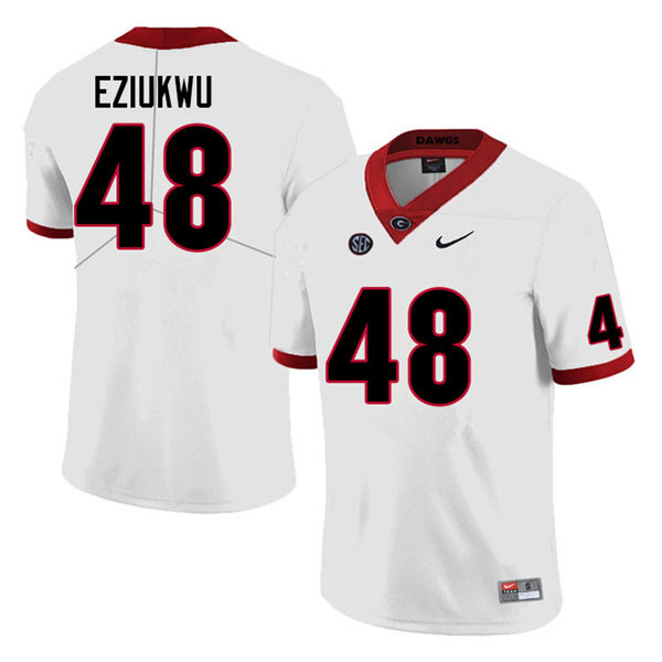 Mens #48 Austine Eziukwu Georgia Bulldogs Stitched College Football Game Jersey White