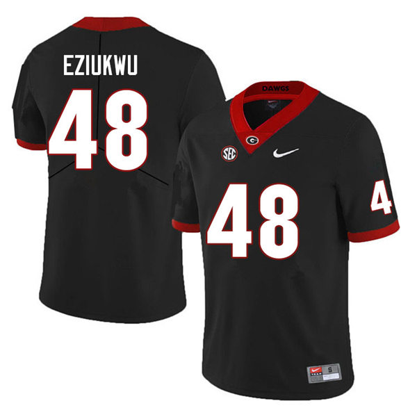 Mens #48 Austine Eziukwu Georgia Bulldogs Stitched Black College Football Game Jersey