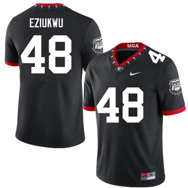 Mens #48 Austine Eziukwu Georgia Bulldogs Stitched Black Alternate Mascot 100th Anniversary College Football Game Jersey