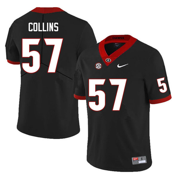 Mens #57 Luke Collins Georgia Bulldogs Stitched Black College Football Game Jersey 