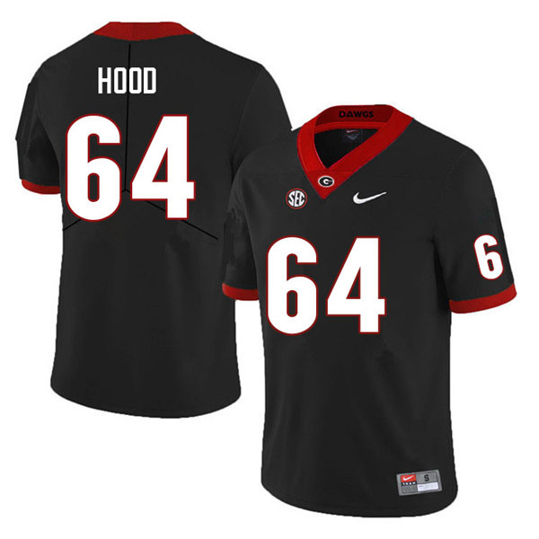 Mens #64 Jacob Hood Georgia Bulldogs Stitched Black College Football Game Jersey 