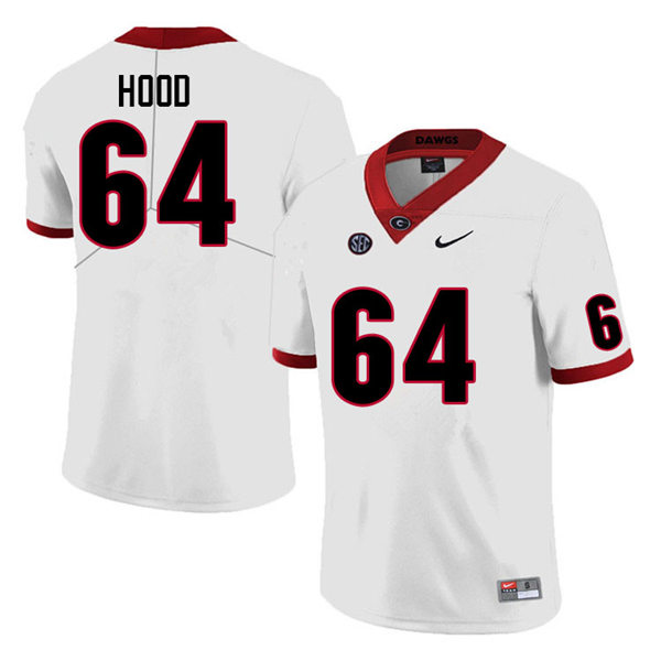 Mens #64 Jacob Hood Georgia Bulldogs Stitched College Football Game Jersey White