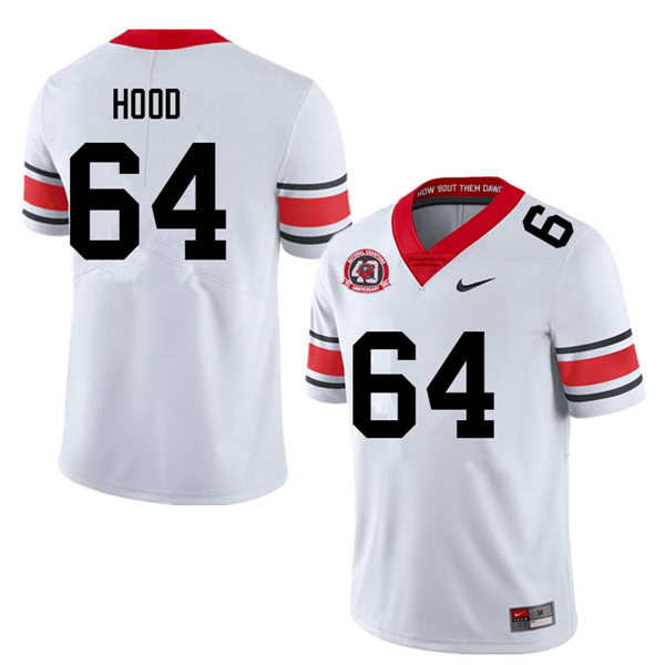 Mens #64 Jacob Hood Georgia Bulldogs Stitched white alternate 40th anniversary football jersey
