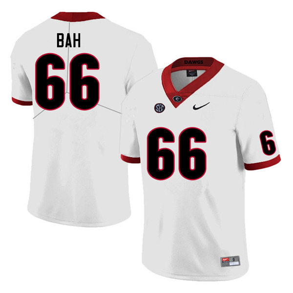 Mens #66 Aliou Bah Georgia Bulldogs Stitched College Football Game Jersey White