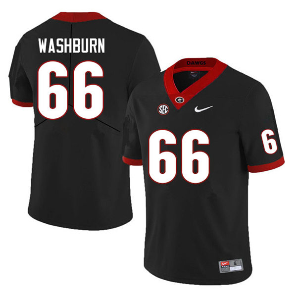 Mens #66 Jonathan Washburn Georgia Bulldogs Stitched Black College Football Game Jersey  