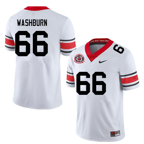 Mens #66 Jonathan Washburn Georgia Bulldogs Stitched white alternate 40th anniversary football jersey 
