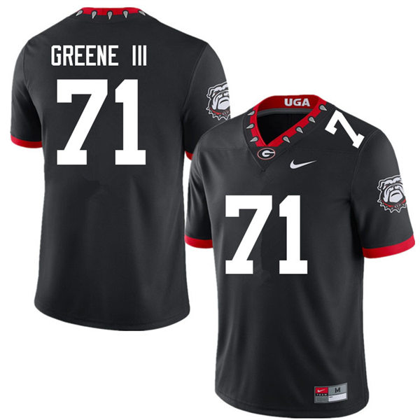 Mens #71 Earnest Greene III Georgia Bulldogs Stitched Black Alternate Mascot 100th Anniversary College Football Game Jersey  