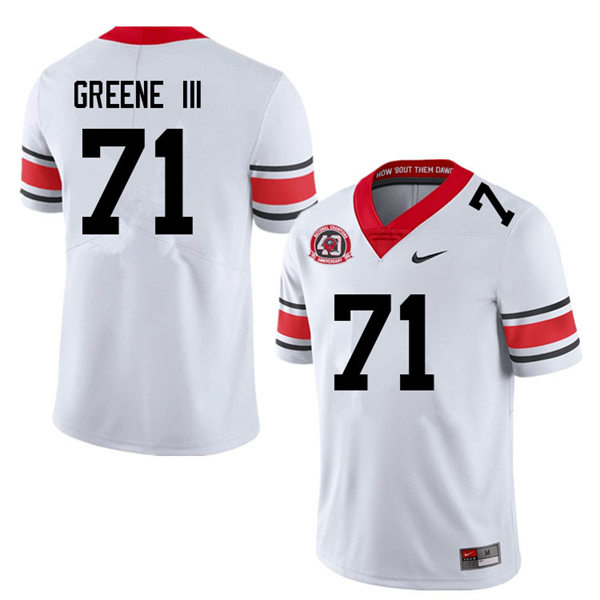 Mens #71 Earnest Greene III Georgia Bulldogs Stitched white alternate 40th anniversary football jersey 