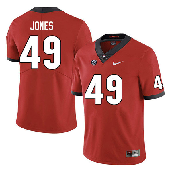 Mens #49 Gleaton Jones Georgia Bulldogs Stitched Red Home College Football Game Jersey