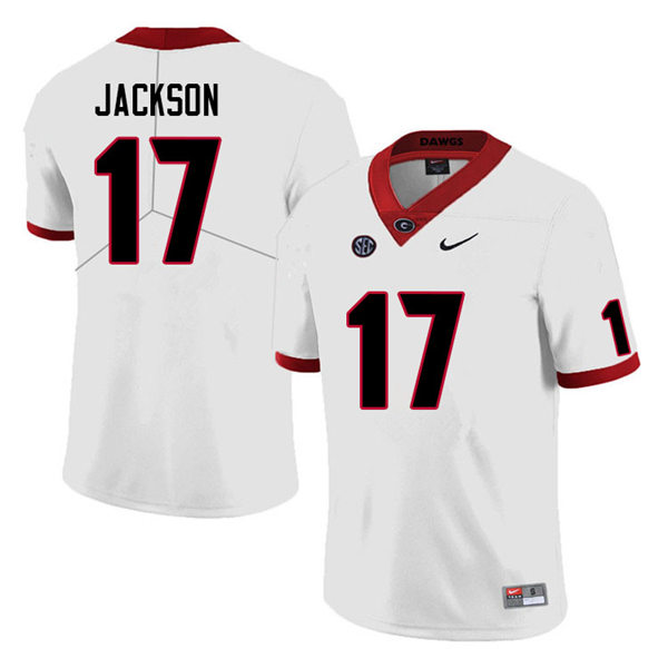 Mens #17 Dan Jackson Georgia Bulldogs Stitched College Football Game Jersey White