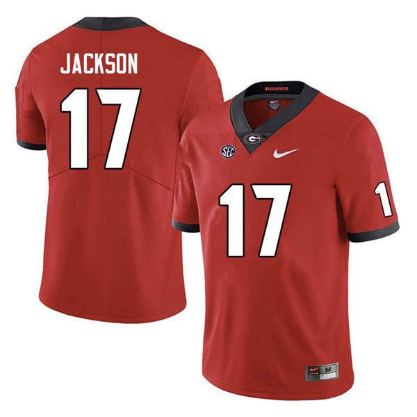 Mens #17 Dan Jackson Georgia Bulldogs Stitched Red Home College Football Game Jersey