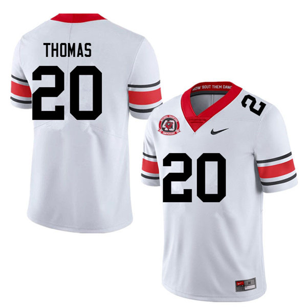 Mens #20 JaCorey Thomas Georgia Bulldogs Stitched white alternate 40th anniversary football jersey 