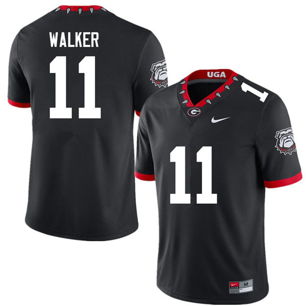 Mens #11 Jalon Walker Georgia Bulldogs Stitched Black Alternate Mascot 100th Anniversary College Football Game Jersey