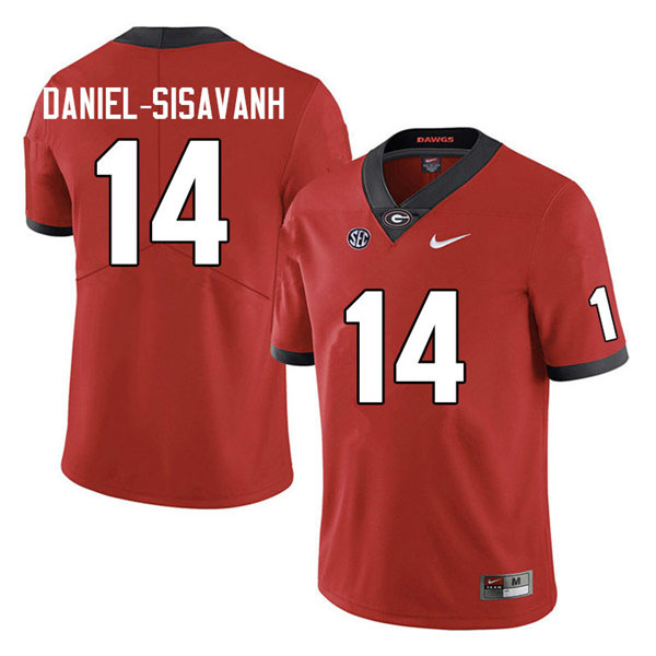 Mens #14 David Daniel-Sisavanh Georgia Bulldogs Stitched Red Home College Football Game Jersey