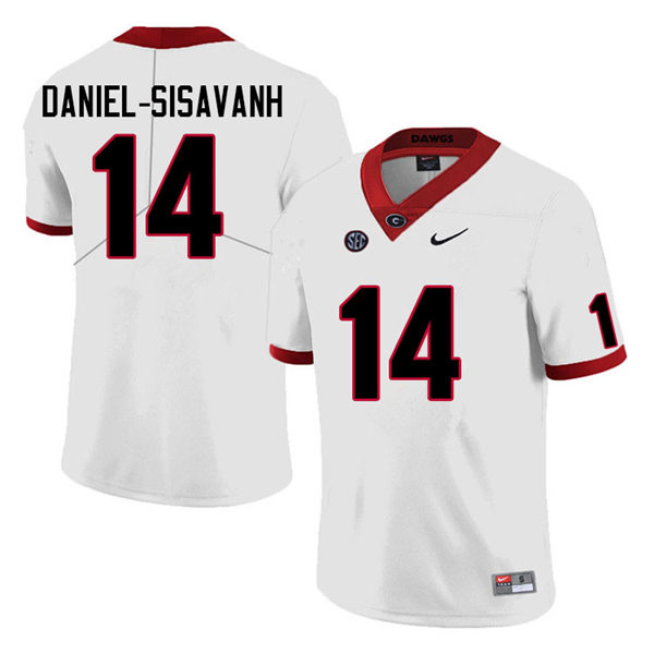 Mens #14 David Daniel-Sisavanh Georgia Bulldogs Stitched College Football Game Jersey White 